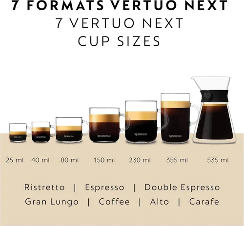 Miniatura 6 de Nespresso Vertuo Next Cafetera de café y espresso de Breville, con espumador de leche Aeroccino, gris claro