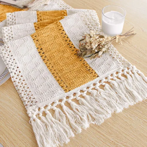 Miniatura 14 de FEXIA - Camino de mesa bohemio con borlas, para decoración del hogar, de macramé para decoración de habitación, comedor, dormitorio, despedida
