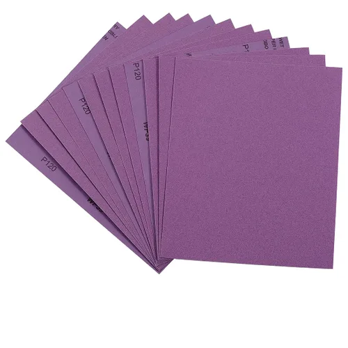 Papel de lija de 120 granos, hojas de lija en seco o húmedo de 9 x 11 pulgadas, papel de lija abrasivo avanzado de alúmina blanca fundida para