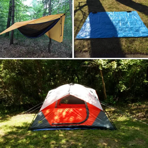 Miniatura 5 de TRIWONDER Hamaca para lluvia, mosca, lona impermeable, tienda de campaña, huella, tela de suelo, para mochileros, refugio de campamento, para 02