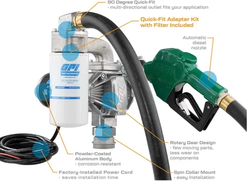 Miniatura 7 de GPI - Bomba de transferencia de combustible G20, boquilla de cierre automático con kit de filtro, 20 GPM, 12 voltios (162020-03)