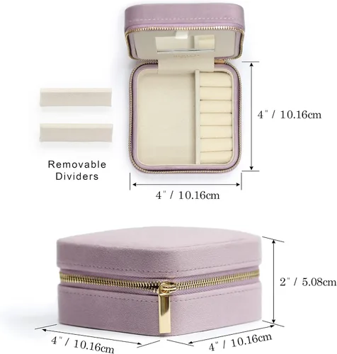 Miniatura 60 de BLUTETE Joyero de viaje organizador de terciopelo con anillos de espejo, aretes, collares, caja organizadora de almacenamiento (negro)