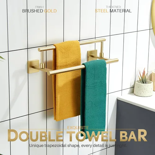 Miniatura 3 de Toallero de mano KOKOSIRI de 16 pulgadas, toallero de baño para estante de gabinete de baño, barras de toallas, acero inoxidable cepillado dorado