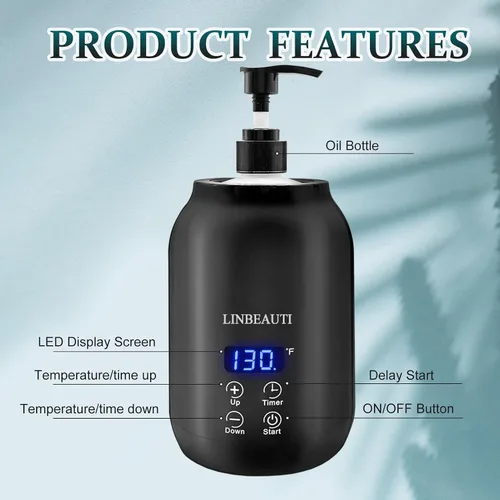 Miniatura 2 de Calentador de aceite de masaje con dos dispensadores de botellas de aceite, calentador de botellas de loción, dispensador dispensador eléctrico