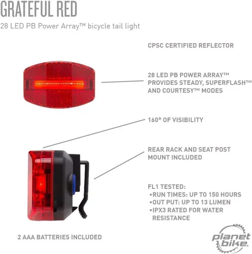 Miniatura 8 de Planet Bike Luz trasera de bicicleta Grateful Red