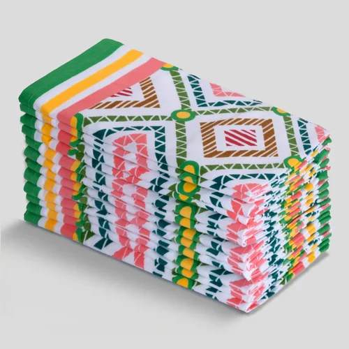 Miniatura 28 de Fingercraft - Juego de 12 servilletas de tela de mezcla de algodón y lino, con estampado, perfecta para fiestas, cenas, bodas, cócteles y Navidad
