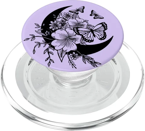 Miniatura 8 de PopSockets PopSockets intercambiables con diseño de mariposa y luna creciente, color morado