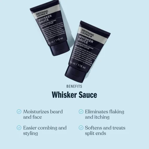 Miniatura 2 de Grooming Lounge Acondicionador de barba Whisker Sauce – Loción acondicionador para barba y piel – Elimina la picazón y la descamación – Permite