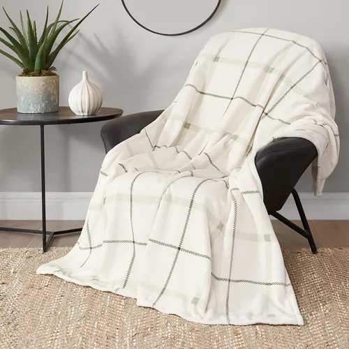 Miniatura 34 de Lucky Brand Camper Plaid Verde Oliva 50"x70" Manta de Felpa Acogedora - Manta de Microfibra Premium para Comodidad y Estilo Lujosos