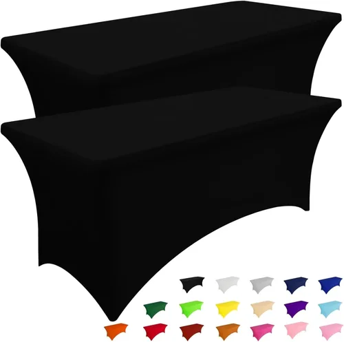 Miniatura 19 de Smiry Paquete de 2 manteles de elastano de 6 pies, fundas de mesa elásticas ajustables extensibles, lavables y sin arrugas, rectangulares para mesa