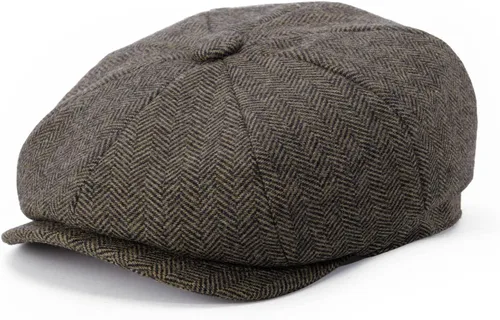 Miniatura 10 de BOTVELA Sombrero de tweed de espiga de 8 paneles de mezcla de lana para hombre