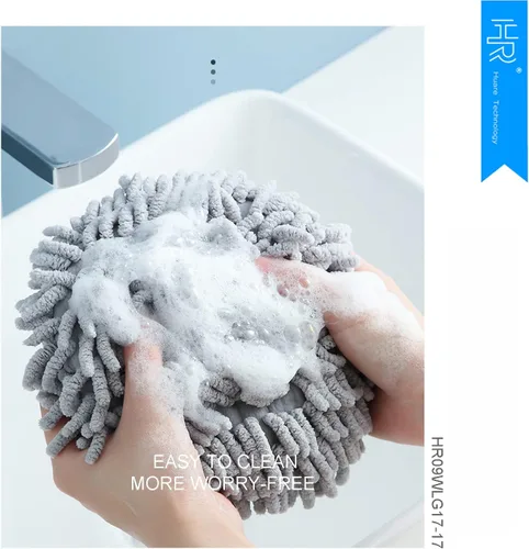 Miniatura 6 de HR Huare Technology Toallas de mano de chenilla, bola mullida de felpilla ultra absorbente, secado instantáneo, toalla de mano suave como la nube