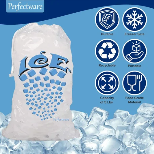 Miniatura 2 de Perfectware - Bolsas de hielo con cordón de 5 libras con asa de hilo de algodón - Paquete de 50