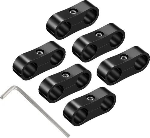 Miniatura 18 de EVIL ENERGY 4AN Abrazadera Separadora de Manguera, Abrazadera de Montaje de Línea de Combustible AN4 de Aluminio Negro 4PCS