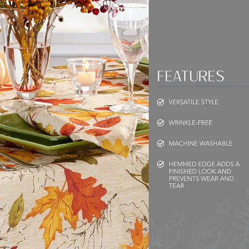 Miniatura 3 de Elrene Home Fashions - Servilletas de tela con estampado de hojas de otoño, 17 x 17 pulgadas, juego de 8