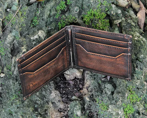 Miniatura 5 de DK86 Mens Deer Slim Wallet with Money Clip Minimalist Bifold Front Pocket wallet for Men RFID Blocking Full Grain Leather with Hand Burnished