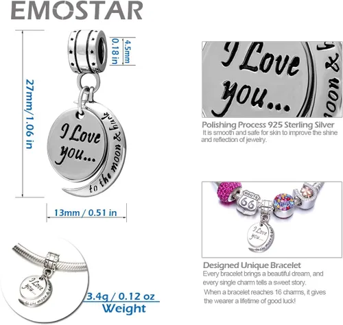 Miniatura 12 de Abalorio de concientización sobre el autismo para pulsera europea de bricolaje, plata de ley 925, dijes esmaltados, dijes Live Love Laugh Charms, I