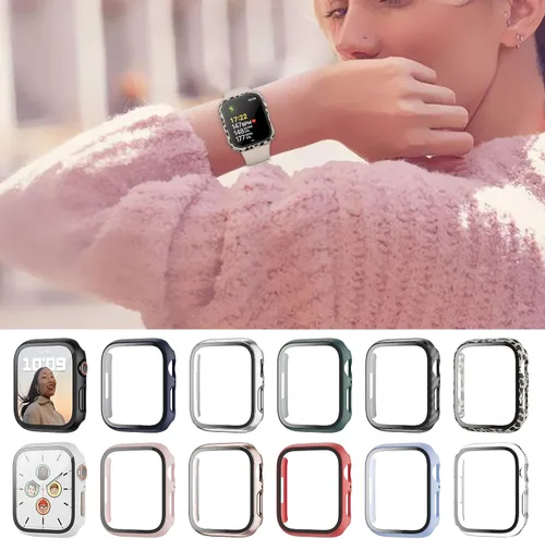 Miniatura 7 de Paquete de 12 fundas rígidas de PC para Apple Watch SE 40mm Serie 2022 Serie 6 Serie 5 Serie 4 con protector de pantalla de vidrio templado, Haojavo