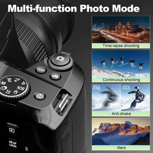 Miniatura 4 de Cámaras digitales de 64 MP para fotografía, cámara de video óptica 10X, cámara de vlogging con zoom digital 4X para YouTube con flash, salida WiFi