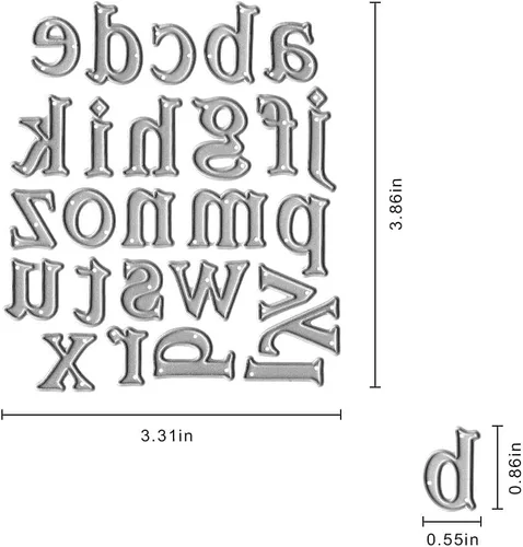 Miniatura 3 de Metal Capital - 26 troqueles de corte del alfabeto, minúsculas, 26 letras del alfabeto, troqueles para hacer tarjetas, herramientas de grabado