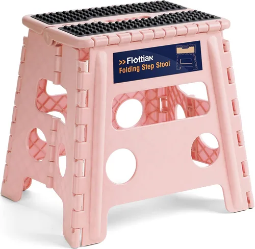 Miniatura 24 de Flottian Taburete plegable de 9 pulgadas para adultos y niños con capacidad para hasta 300 libras, taburetes plegables antideslizantes con asa