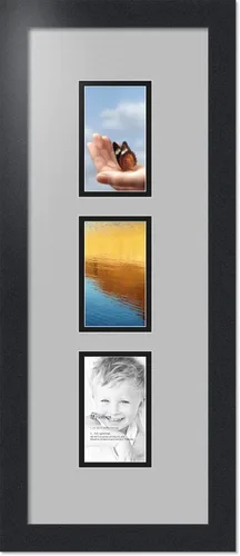 Miniatura 268 de ArtToFrames Marco de fotos tipo collage con estera doble con 3 aberturas de 5x7 y marco negro satinado Uva
