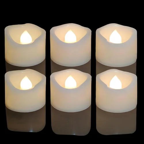 iZAN 6 Velas de Té LED Sin Llama, Velas Votivas Eléctricas Falsas que Funcionan con Pilas, Velas Parpadeantes para Decoraciones de Boda y Fiesta,