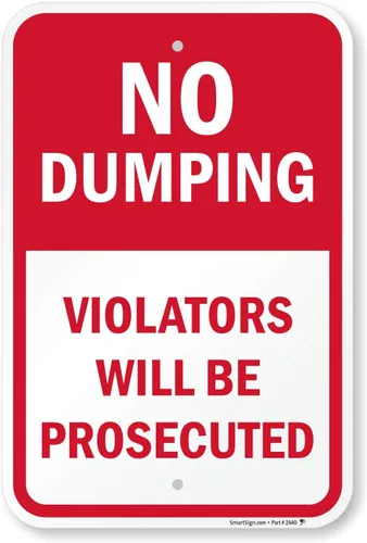 Miniatura 12 de SmartSign Letrero de metal con texto en inglés "No Dumping Violators Will Be Prosecuted", 14 x 10 pulgadas, aluminio laminado a prueba de óxido