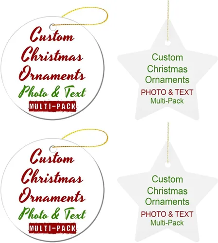 Miniatura 9 de Adornos de Navidad personalizados, texto fotográfico, haz tu propio adorno de cerámica de porcelana, regalo de recuerdos para decoración de Navidad