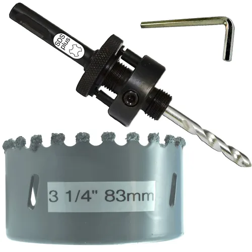 Miniatura 23 de Sierra de agujero HSS con mandril piloto de 2 piezas de alta velocidad para perforar madera y acero, broca de 1/4" de diámetro y eje, broca piloto
