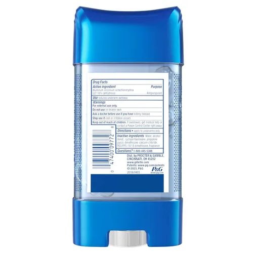 Miniatura 11 de Gillette Desodorante antitranspirante en gel transparente, ola fresca, 3.8 onzas