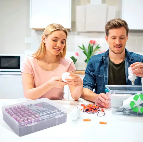 Miniatura 6 de Caja organizadora de almacenamiento de batería ALCYON con probador de batería, caja de almacenamiento para garaje con espacio para 90