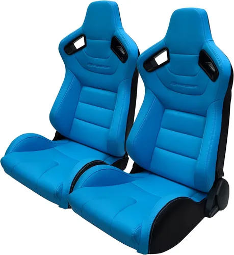 Miniatura 36 de IKON MOTORSPORTS, Asiento universal de carreras PU + cuero de carbono + gamuza, con deslizadores dobles, asiento deportivo reclinable negro