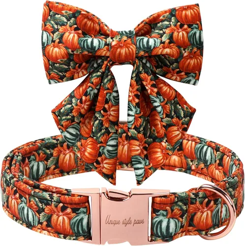 Miniatura 14 de Unique style paws Collar de perro de color verde sedoso, ajustable, duradero, con lazo para boda, collar de pajarita para cachorros y gatos pequeños