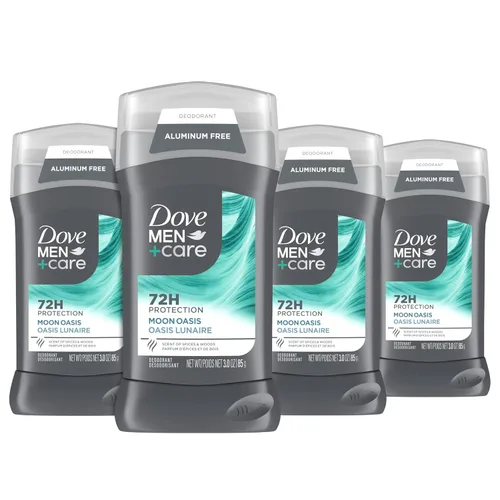 Dove Men+Care - Desodorante sin aluminio Moon Oasis, 4 unidades para un aroma duradero, con protección contra olores 72H, 3.0 onzas