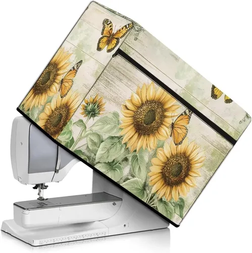 Miniatura 31 de Funda para máquina de coser de mariposas y flores con prácticos bolsillos, funda protectora con asa, para la mayoría de máquinas de coser estándar