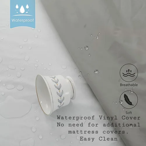 Miniatura 6 de Mielmoon Colchón de espuma impermeable de gel refrigerante de felpa media firme, vinilo silencioso, fácil de limpiar, fabricado en Estados Unidos, 5