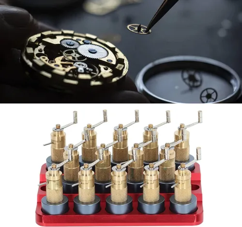 Miniatura 3 de FTVOGUE 14PCS Reloj Mainspring Winder Aleación de Aluminio Reloj Herramienta de Mantenimiento de Primavera Principal con Base para Relojero