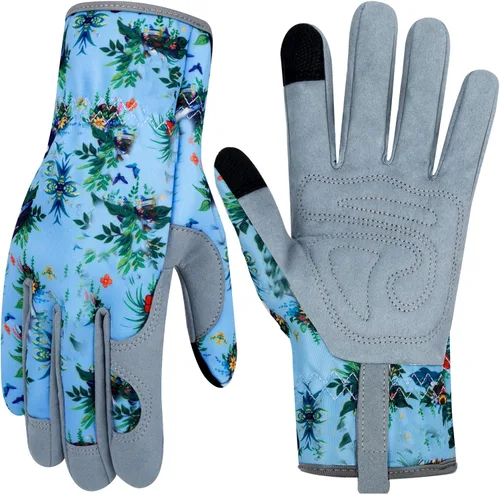 Guantes de Jardinería de Cuero MERTURN para Mujeres, Guantes de Jardín a Prueba de Espinas, Guantes de Trabajo Compatibles con Pantalla Táctil,