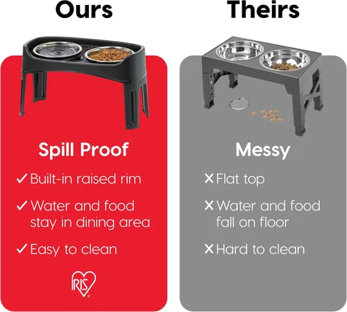 Miniatura 3 de IRIS USA Cuencos elevados para perros, soporte ajustable, estación de alimentación elevada con 2 cuencos de acero inoxidable de 64 onzas, protector