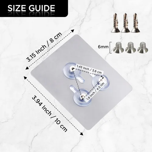 Miniatura 4 de HOME&I Tope de puerta abatible de 4 pulgadas con placa de montaje autoadhesiva grande, tope de puerta ajustable resistente, soporte de puerta Níquel