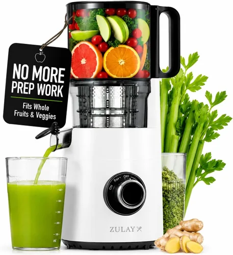 Miniatura 9 de Zulay Kitchen Exprimidor de prensa en frío – Exprimidor de masticación lenta de alto rendimiento de jugo con canal de alimentación extra ancho