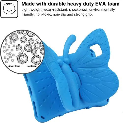 Miniatura 6 de FW Fire 7 - Funda para tablet para niños, Amazon Fire 7 2022, funda de mariposa con luz de atril, EVA, protección contra caídas, resistente, a