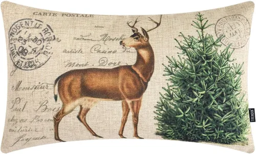 Miniatura 11 de TRENDIN Funda de almohada de Navidad de 18 x 18 pulgadas para sofá, casa de campo, decoración de invierno, funda de cojín cuadrada de lino