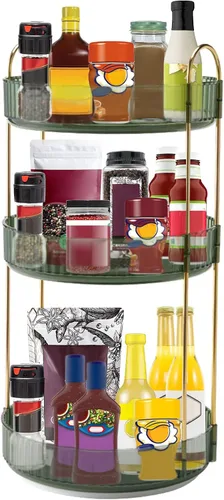 Miniatura 6 de INVSSENE Organizador giratorio de maquillaje de 360°, soporte giratorio para baño, estante de almacenamiento de cosméticos de gran capacidad
