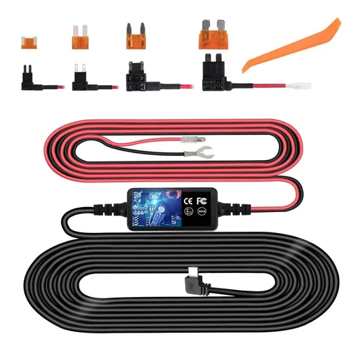 Miniatura 9 de Kit de cable duro para cámara de salpicadero, kit de cable duro micro USB para cámara de salpicadero, Plozoe de 12 V-24 V a 5 V, cable