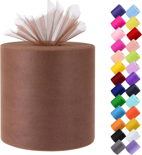 Miniatura 35 de Rollo de tela de tul, 6 pulgadas por 200 yardas (600 pies), carrete de tela de organza de tul para bricolaje, falda tutú, decoración de baby shower