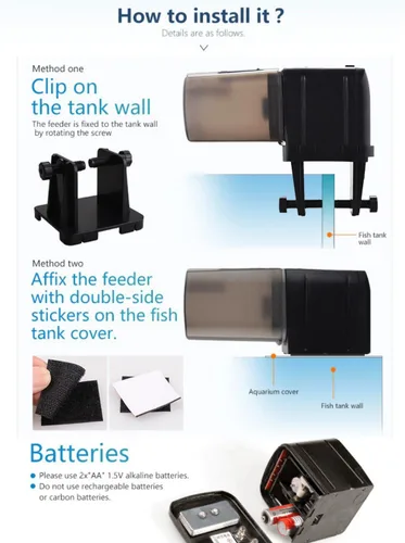 Miniatura 3 de LONDAFISH Comedero para peces de acuario, capacidad de 0.175L, plástico, temporizador, adecuado para pelleted, partículas, escamas