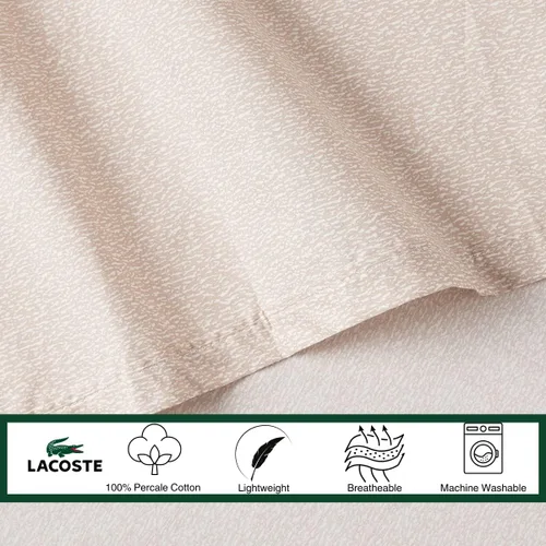 Miniatura 4 de Lacoste Juego de sábanas de algodón de 3 piezas, camuflaje, avena, tamaño individual