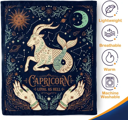 Miniatura 5 de Aimego Zodiac Capricorn Blanket 50"x60" – Lightweight Soft Celestial Astrology Throw Blanket for Couch Bed Sofa – Boho Constellation Home Decor